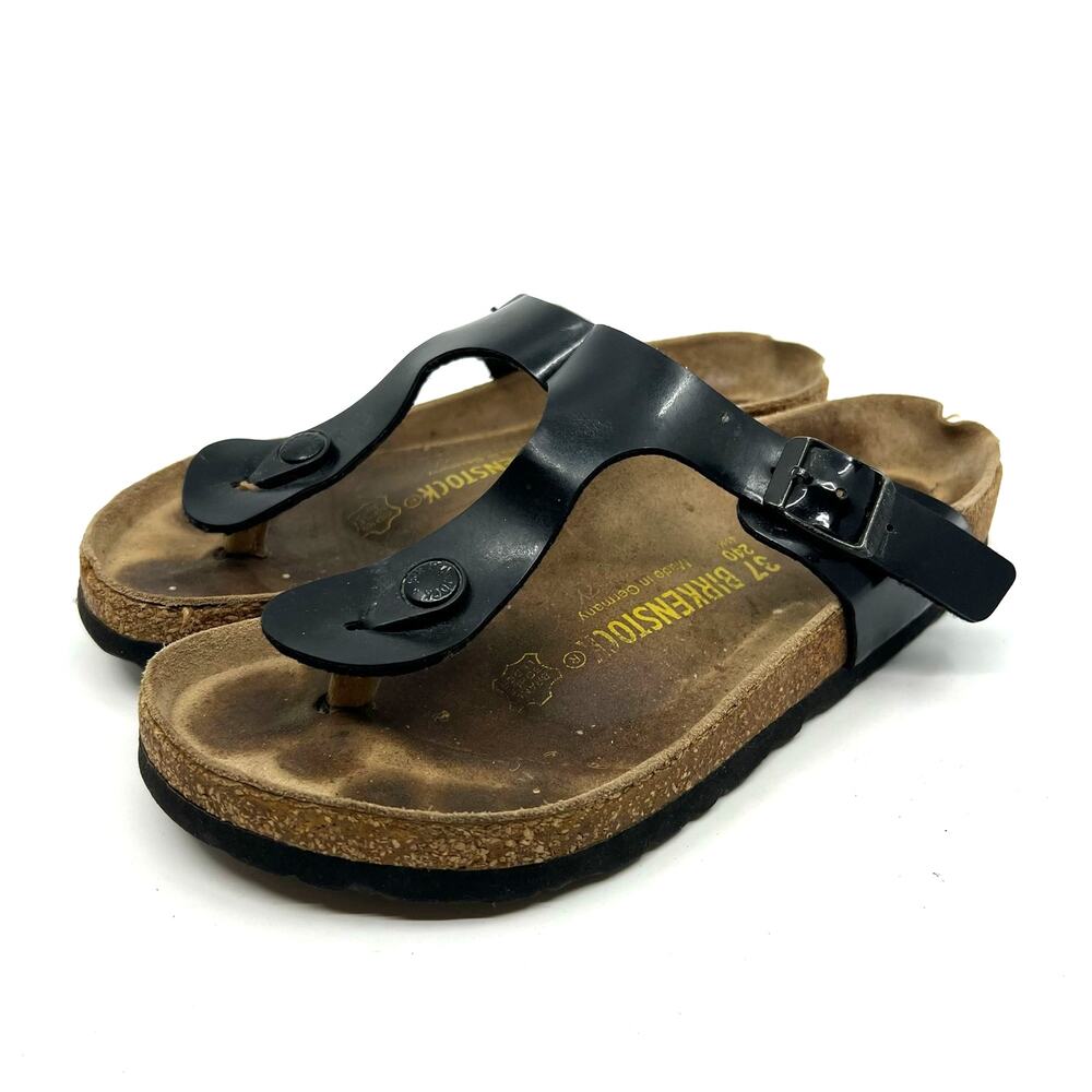 Birkenstock Gizeh Black Patent Leather Sandals Women's 6 US